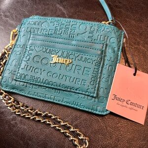 Juicy Couture Turquoise Wristlet with Gold Chain